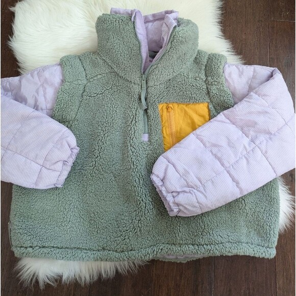 Free People Scenic Route Colorblock Pullover Sweatshirt Jacket Sherpa Teddy XS - Picture 5 of 12